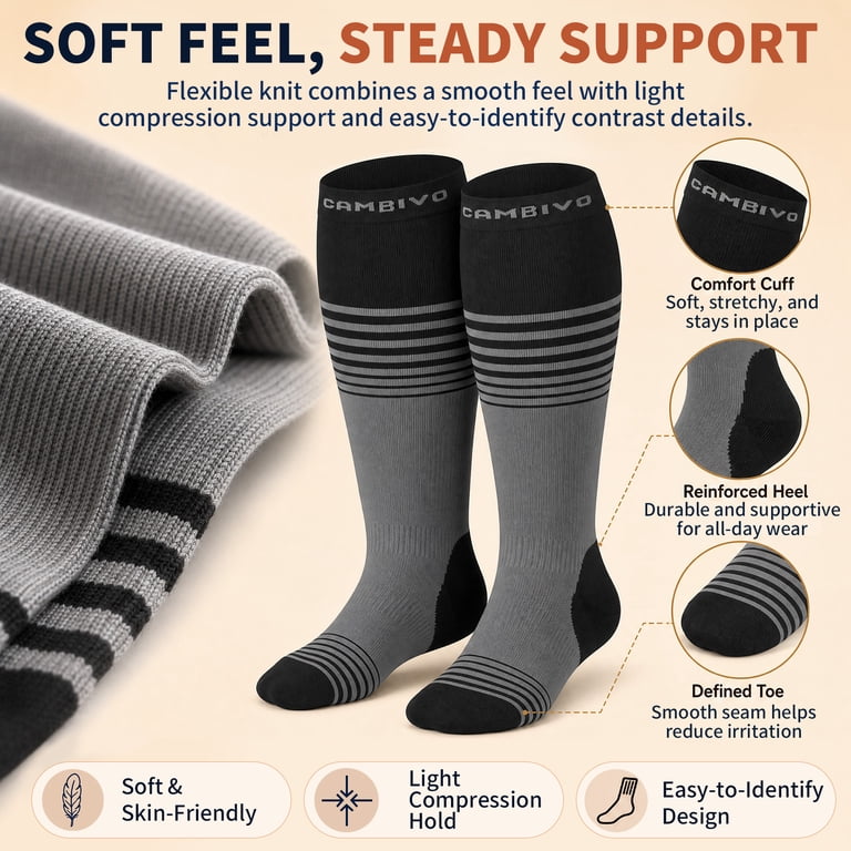 Cambivo Plus Size Compression Socks 2XL-4XL, 15-20 mmHg photo 3