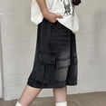 thumbnail image 5 of Caixia Boys Baggy Jorts Wide Leg Y2K Jean Shorts | Elastic Waist, Deep Pockets, Knee Length, Loose Fit, Vintage Streetwear, 5 of 7