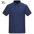 thumbnail image 2 of Uniforme de chef Delantal de cocina de verano de manga corta con bolsillos delanteros Trajes Servidor de carnicero Ropa Suministros para el hogar Absorbedores de humedad Azul XL sidaley LF000327-17, 2 of 7