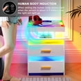 thumbnail image 2 of HNEBC Night Stand with Charging Station (Wireless,USB,Type-C), White LED Nightstand with RGB Dynamic Lighting, Smart Bedside Table with 2 Drawer, 2 of 7