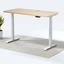 MotionGrey Height Adjustable German Electric Dual Motors Sit to Stand Office Standing Desk - White Frame with Oak Brown Top (165cmx60cmx2.5cm)
