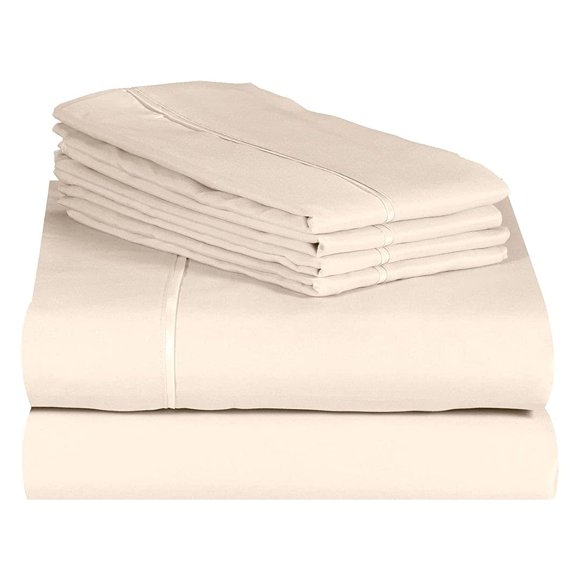 Lexington Elegance Ensemble de Draps de Lit 6 Pcs à Poches Profondes de 18 Pouces Sans Plis (Crème, Grand)
