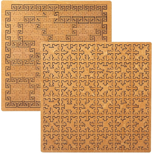 Fractal Tray Puzzles, Hard Difficult Wooden Jigsaw Puzzles for Adults, Unique Irregular Creative Labyrinth Impossible Difficult, Reverse Thinking Puzzle, No Image Puzzle (A+D)