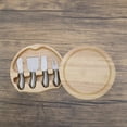 thumbnail image 3 of Creative Gifts International  4 Piece Round Wood Cheeseboard with Stainless Steel Handle Utensils, 3 of 3