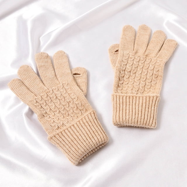 Winter Unisex Knitted Wool Warm Gloves Solid Color Fingerless Mitts Cold Gloves