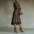 thumbnail image 7 of YueHuiYing Women's Solid Color Faux Suede Vintage-Style Loose-Fit Long-Sleeve Dress with Pockets and Fringe Detail, 7 of 7