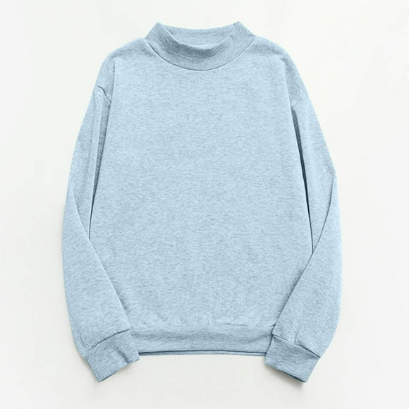 Frostluinai Women's Sweatshirts Mock Neck Long Sleeve Soft Sweatshirts Plus Size Solid Color Pullover Fall Going Out Sweat Shirts
