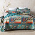 thumbnail image 1 of Vibrante Bohemia Floral Algodón 3 Piezas Colcha Bordado Juego de Cama, 1 of 5
