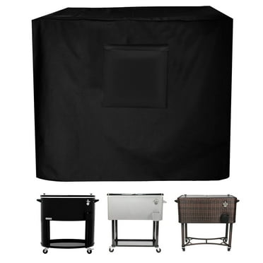 Rolling Cooler Cart Cover, 420D Waterproof Cooler Cart Cover Fits for Most 80-100 Quart Cooler Carts, Outdoor Beverage Cart, Patio Ice Chest Protective Covers, 37″L x 20″W x 36″H