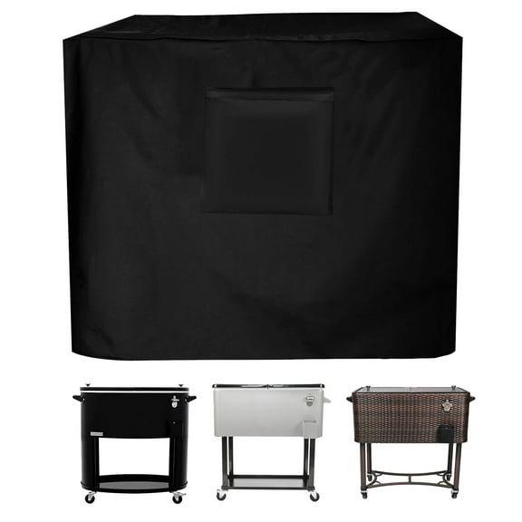 Rolling Cooler Cart Cover, 420D Waterproof Cooler Cart Cover Fits for Most 80-100 Quart Cooler Carts, Outdoor Beverage Cart, Patio Ice Chest Protective Covers, 37″L x 20″W x 36″H