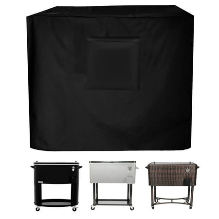 Rolling Cooler Cart Cover, 420D Waterproof Cooler Cart Cover Fits for Most 80-100 Quart Cooler Carts, Outdoor Beverage Cart, Patio Ice Chest Protective Covers, 37?L x 20?W x 36?H