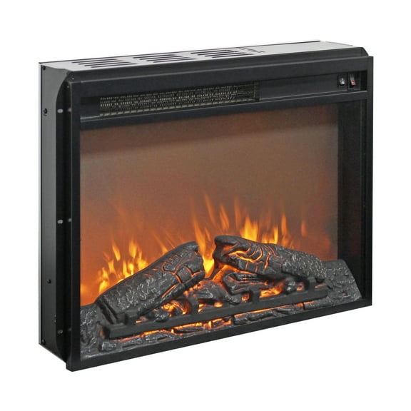 Innoflame 23" Electric Fireplace Insert, Fireplace Heater with Log Set & Realistic Flame, Recessed Fireplace with Over Heating Protection, Low Noise, 1400W, Black(23" X 17.6")