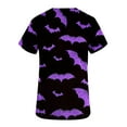 thumbnail image 4 of Shldybc Halloween Women's Printed Scrub Tops Working Uniform Short Sleeve V Neck Pumpkin Spiders Ghost Holiday Print Tunic Scrubs Workwear Blouse Scrubs Tops with Pockets-Purple, 4 of 5