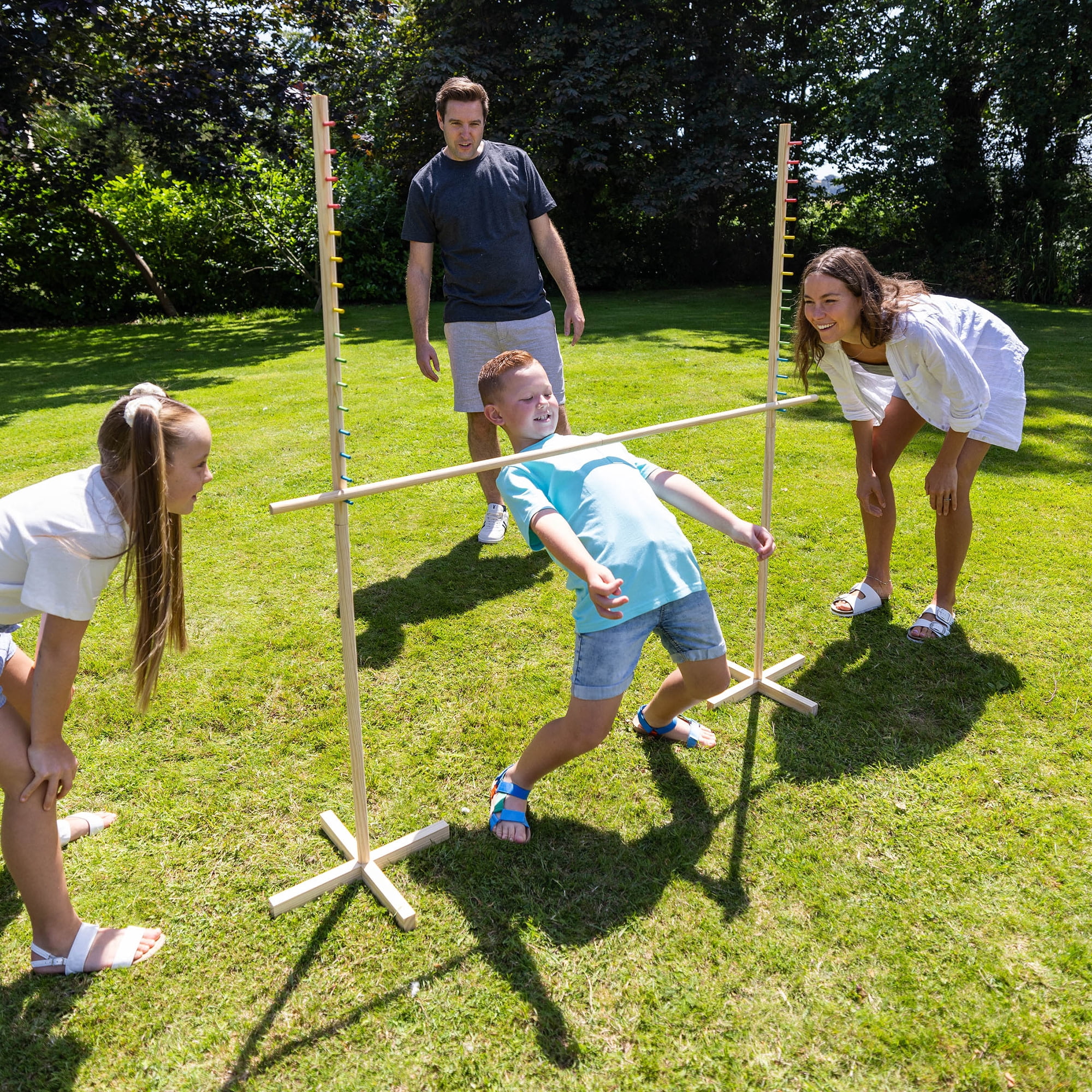 Grasshopper Games: Limbo - Classic Game, Wood Set, Test Flexibility & Balance, In-Outdoor Play, Travel Bag, Party & Backyard Activity, Family Age 3+