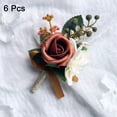 thumbnail image 2 of 6 piezas de boutonnieres de rosa rojo anaranjado para hombres, novios y padrinos, 2 of 7