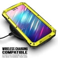 thumbnail image 5 of ELEHOLD for iPhone 13 Pro Max 6.7 Inch 2021 Case, Heavy Duty Armor Built-in Explosion-Proof Tempered Glass Screen Protector Wireless Charging Hang Rope Hidden Kickstand Shockproof Rugged Case,Yellow, 5 of 8