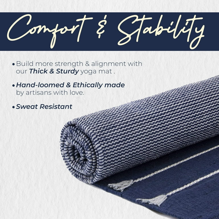 Gayo Handmade Organic Yoga Mat made with 100% Organic Cotton Yoga Mat -  Natural Yoga Rug for Exercise, Workout, & Fitness Rug - Hand Weaved,  Washable - 74 inches X 26 Inches, Mats -  Canada