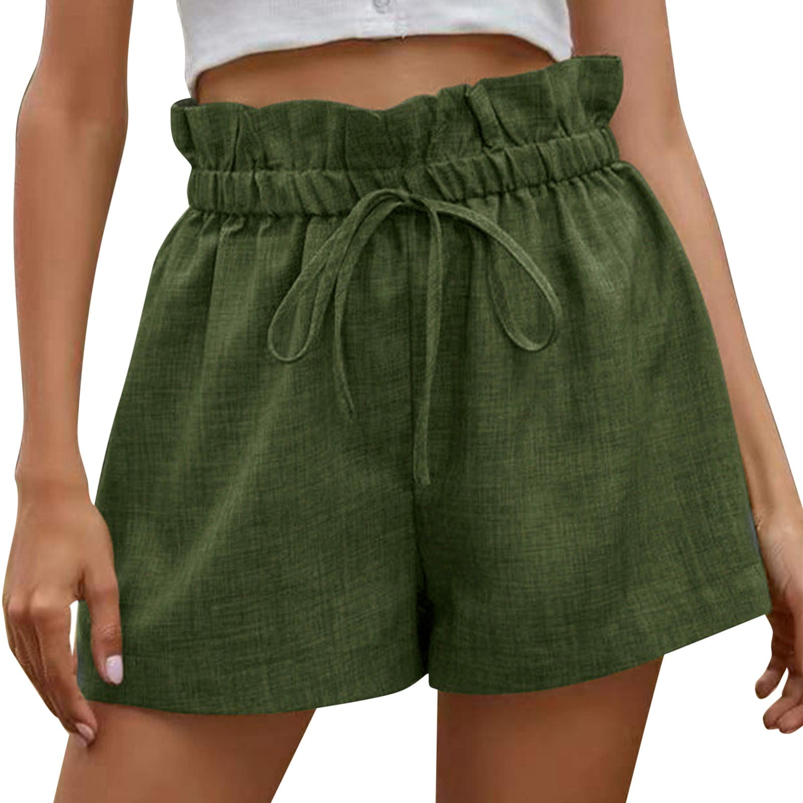 Chiclily Knee Mid-Length High Waistband Fashion Shorts, Wide