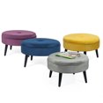 thumbnail image 6 of Homebeez Round Fabric Ottoman Footrest Stool,Step Stool,Sofa Footrest Extra Seating,Yellow, 6 of 6