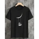 thumbnail image 2 of Camiseta para hombre con estampado de astronauta y luna, 100 % algodón, cuello redondo, manga corta, ropa masculina de primavera y verano de alta calidad, 2 of 5