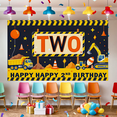 thumbnail image 5 of Construction Themed Two Year Old Happy Birthday Banner Backdrop Decor for Birthday Party Photography Props Background Party Decors, 5 of 6