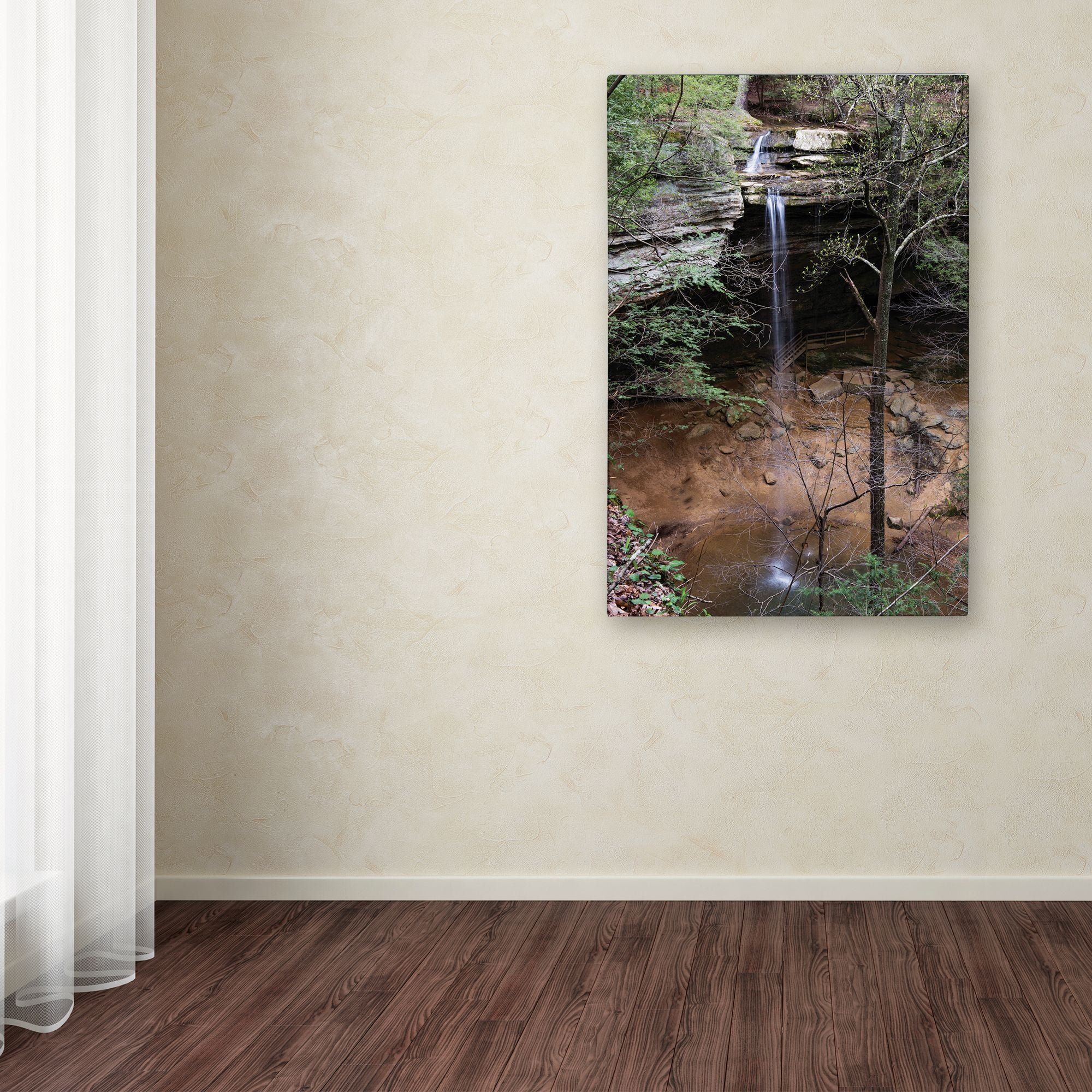 Trademark Fine Art 'Ash Cave Falls in April' Canvas Art by Kurt Shaffer