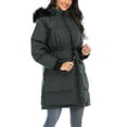 thumbnail image 2 of SAYFUT  Women Warm Long Coat Fur Collar Hooded  Long Coat Jacket Winter Parka Outwear Black, 2 of 8