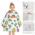 thumbnail image 6 of White Cactus Dino Eggs Dinosaurs Pattern Blanket Hoodies for Kids 6-13YR Oversize Wearable Blanket Hoodies for Boys Girls Teens, 6 of 7