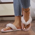 thumbnail image 6 of Qingpeng Womens Open Toe Thong Slippers Flat Plush House Shoes with Colorful Speckled Pattern for Indoor Home Winter Wear, 6 of 7