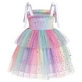 thumbnail image 2 of IBTOM CASTLE Baby Girls Tutu Dress Sleeveless Backless Princess Tulle Birthday Party Dresses Sequin Ruffle Summer Sundress 5-6 Years Rainbow Gradient, 2 of 8