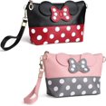 thumbnail image 1 of 2pcs Cute Makeup Bag - Leather Travel Makeup Handbag With Zipper - Cute Bags Of Purse Pink & Black, 1 of 4