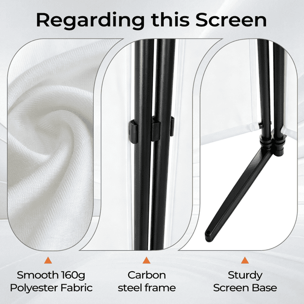 3-Fold 6FT Foldable Screen, 160g Plastic Feet Polyester Fabric Carbon Steel Frame Room Divider, Off-White