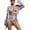 Purple, variant on Wancir 3pcs Set Women Bikini with Cover Up Swimsuit Floral Print Bottom Knotted Front Top High Waisted Swimwear