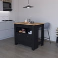 thumbnail image 2 of FM FURNITURE Theba Kitchen Island with 2 doors 3 shelves Black Engineered Wood, 2 of 7