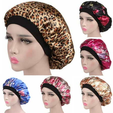 Multitrust Silk Night Sleep Cap Hair Care Bonnet Hat Head Cover Satin Wide Elastic Band