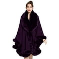 thumbnail image 1 of Lady'S Plus Size Loose Collar Cardigan Bridal Wedding Party Shawl Cape Jacket Wraps Purple One Size, 1 of 3