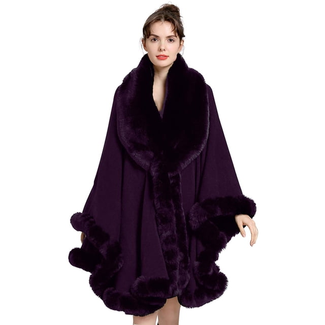 Lady'S Plus Size Loose Collar Cardigan Bridal Wedding Party Shawl Cape Jacket Wraps Purple One Size