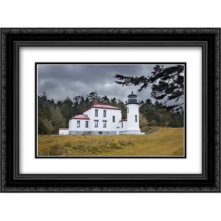 Admiralty Head Lighthouse 2x Matted 24x18 Black Ornate Framed Art Print by Johnson, George