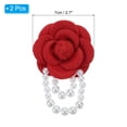 thumbnail image 2 of Uxcell Fabric Camellia Flower Brooch Elegant Pearl Tassel Pin Floral Corsage Bracelet Dual Use for Women, Red,2 Pack, 2 of 7
