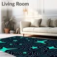 thumbnail image 2 of ODIKA 4'x6' Machine Washable Non-Slip Area Rug, Abstract Starry Sky with Whimsical Cat High Traffic Rug with Pad, Black, 702456, 2 of 8