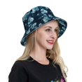 thumbnail image 5 of Kll Ink Rose Bucket Hat for Women Men Packable Travel Beach Sun Hat Outdoor Rave Accessories Reflective Fisherman Cap, 5 of 6