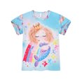 thumbnail image 5 of WIBACKER Girls Pajamas Set for Kids Mermaid Princess Sleepwear 3-8 Years 2 PCS Short Sleeve Top and Shorts Toddler Girls Pjs, 5 of 6