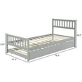 thumbnail image 3 of Zimtown Twin Bed with Trundle, Solid Wood Bed Frames with Headboard and Wooden Slats Support, Twin Trundle Bed Frame Roll Out, Gray, 3 of 13