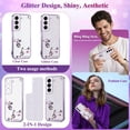 thumbnail image 4 of Soft Floral Phone Case for Samsung Galaxy S21 FE 5G Case Clear Silicone Slim, Luxury Aesthetic Samsung S21 FE Case Gliiter for Women Purple Cover Shockproof (Silver-Purple), 4 of 14