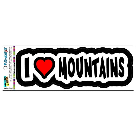 I Love Heart Mountains - Hiking Climbing MAG-NEATO'S(TM) Car/Refrigerator Magnet
