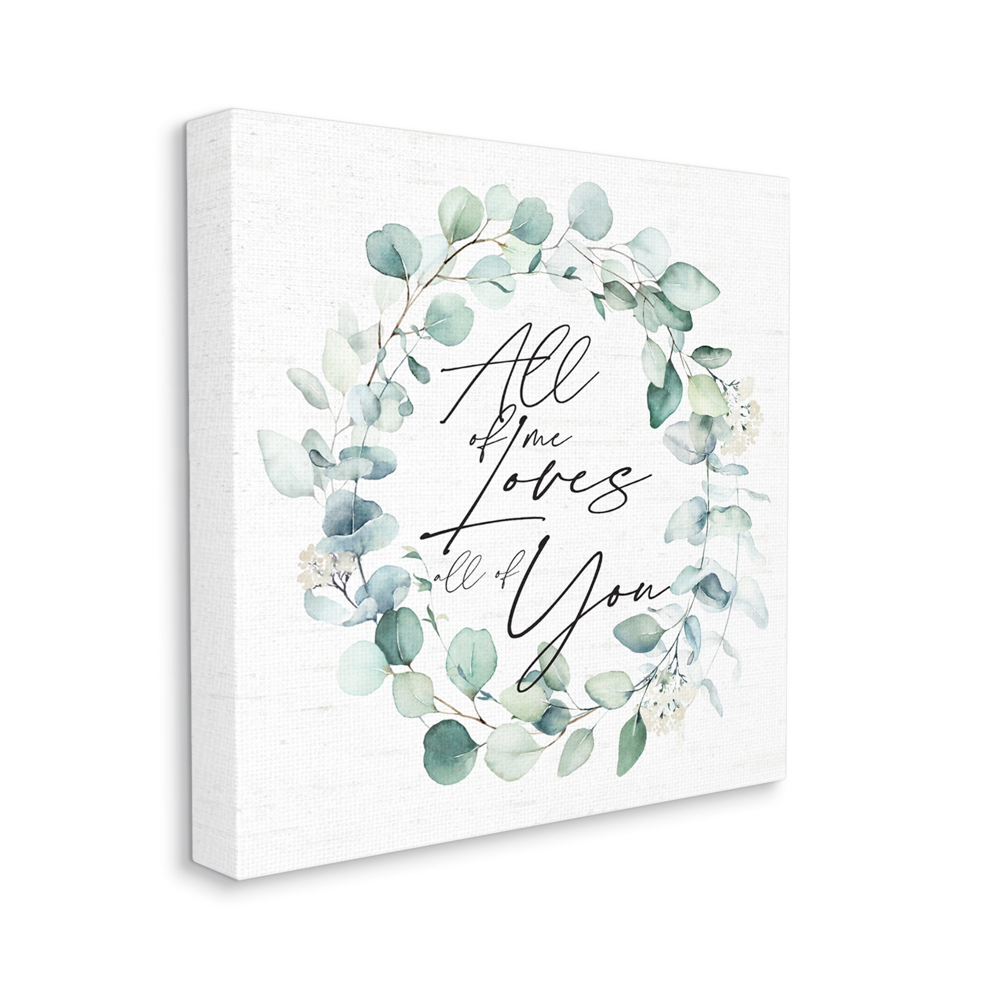 Stupell Industries Love You Romantic Couple Botanical Plant Wreath Graphic Art Gallery Wrapped Canvas Print Wall Art, Design by Lettered and Lined