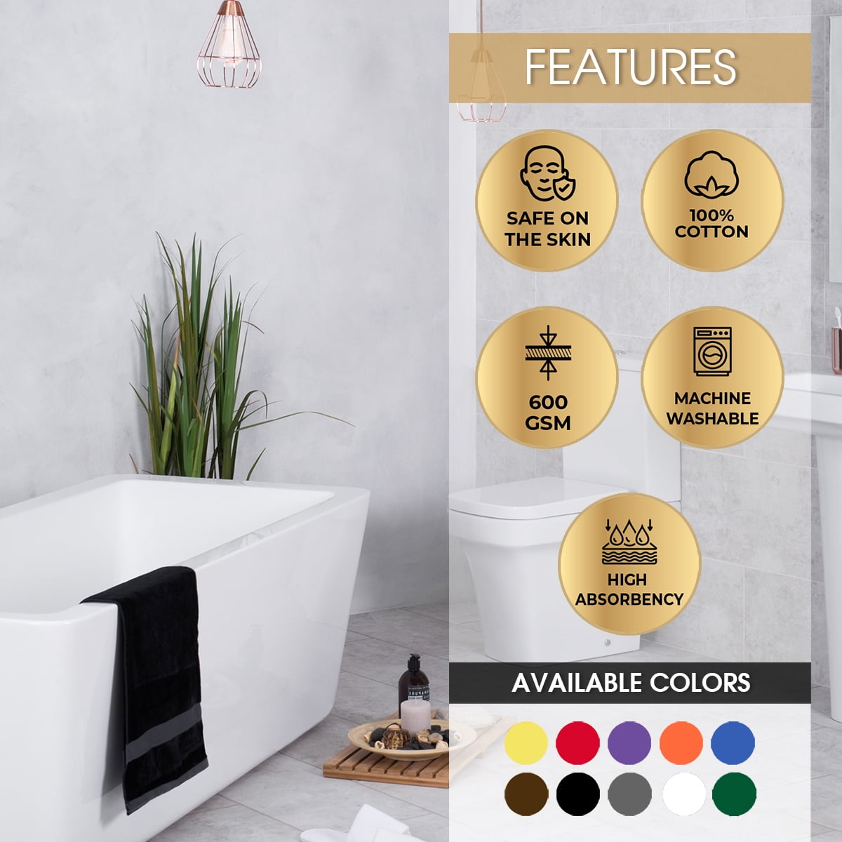 Ample Decor Bath Towel for Bathroom 30X54 inch 100% Cotton - 4pcs White