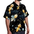 thumbnail image 2 of Starry Bees in the Sky Men's Short Sleeve Spread Collar Poplin Shirt, Casual Printed Button Down Summer Beach Tops for Men, Unisex Comfortable Shirts, 2 of 6