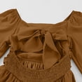 thumbnail image 5 of Xdegoge Elegant Kids Girls Dress Knee Length A Line Square Neck Long Sleeve Tween Summer Dress Ruffle Hem Solid Party Casual Wear for Teen, 5 of 9