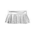 thumbnail image 5 of Kaerm Woman Metallic Wet look Liquid Nightclub Role Play Skater Skirt Pleated Ruffled Mini Skirt Silver S, 5 of 7
